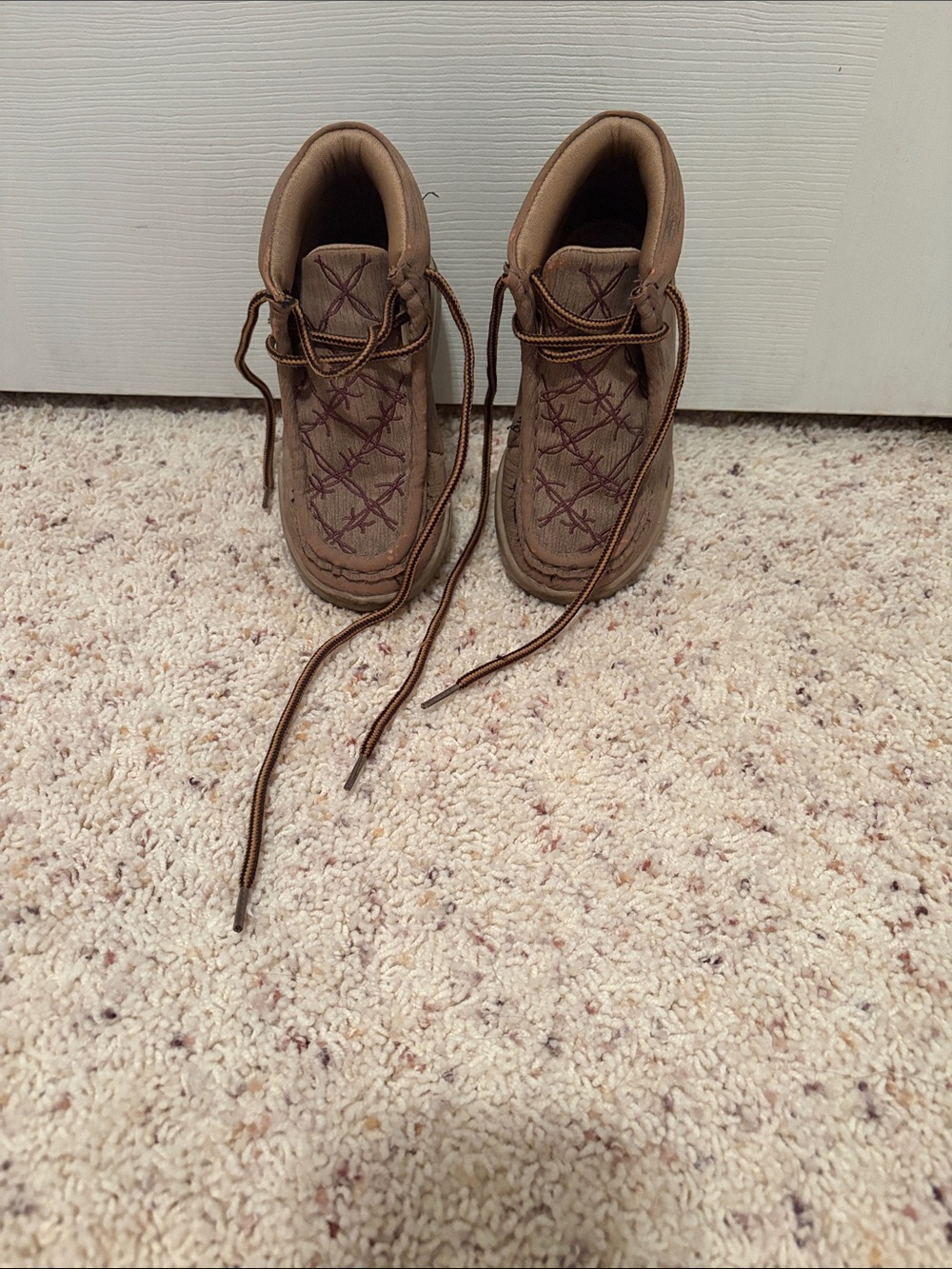 Kids unisex light up Brown Lace-Up Casual Boots